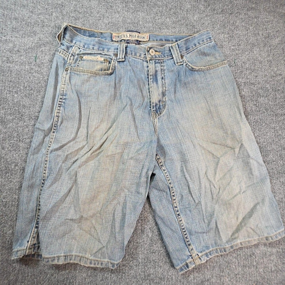 U.S. Polo Assn Shorts Mens 38 Blue Light Wash Denim Regular Fit Bermuda